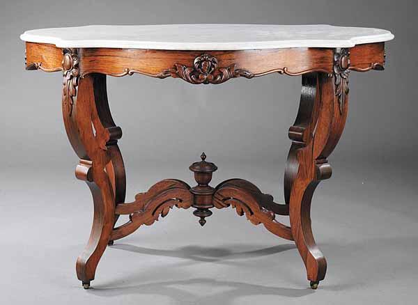 Appraisal: An American Rococo Carved Rosewood Center Table mid- th c