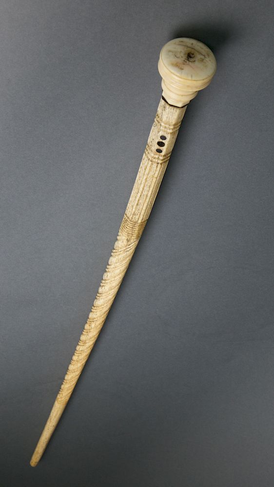 Appraisal: Whaleman Made Whalebone and Whale Ivory Walking Stick circa Exclusive