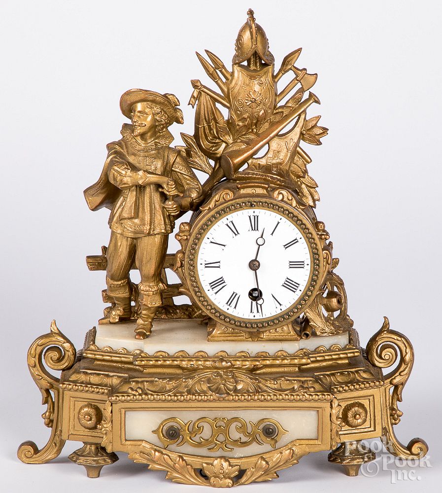 Appraisal: French gilt metal mantel clock French gilt metal mantel clock