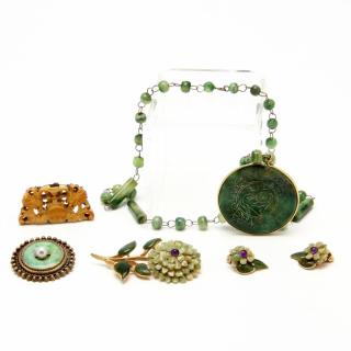 Appraisal: A Group of Jadite Jewelry and an ivory or bone