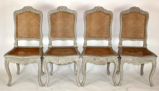 Appraisal: Set of French Louis XV cane chairs Set of French