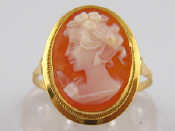 Appraisal: A yellow metal test carat gold shell cameo ring gms