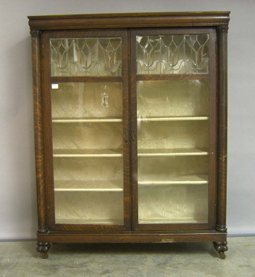 Appraisal: Mission oak bookcase ca h w