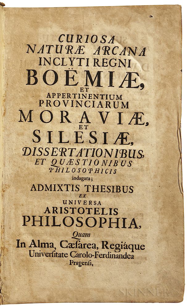 Appraisal: Curiosa Naturae Arcana Inclyti Regni Boemiae et Appertinentium Provinciarum Moraviae