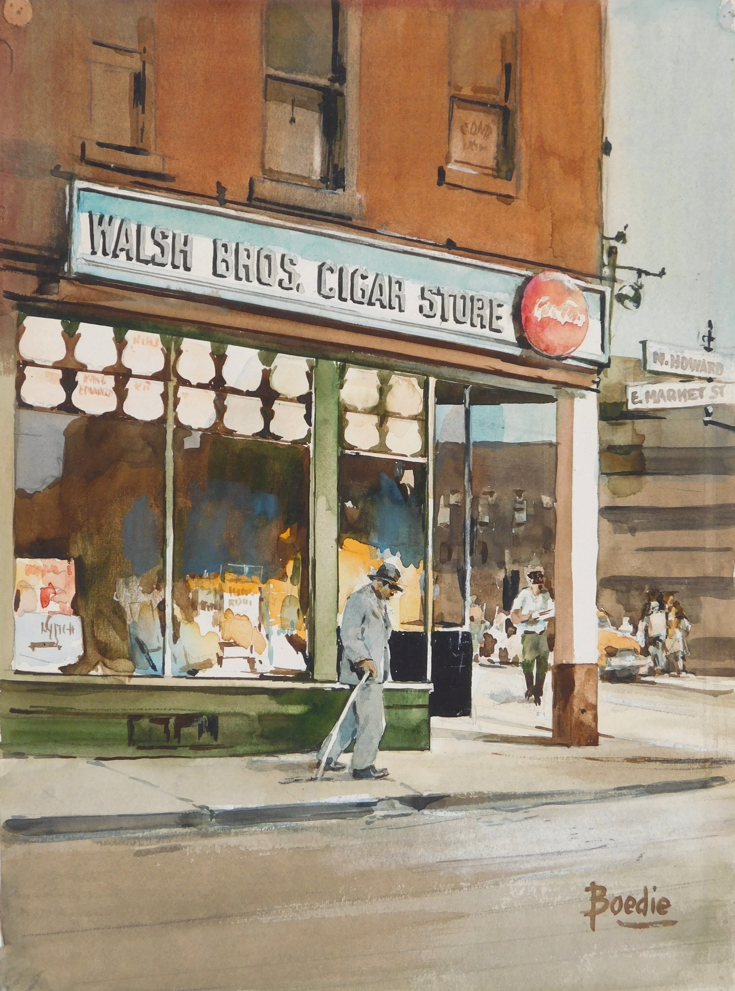 Appraisal: Arnold Boedeker American - Walsh Bros Cigar Store- watercolor on