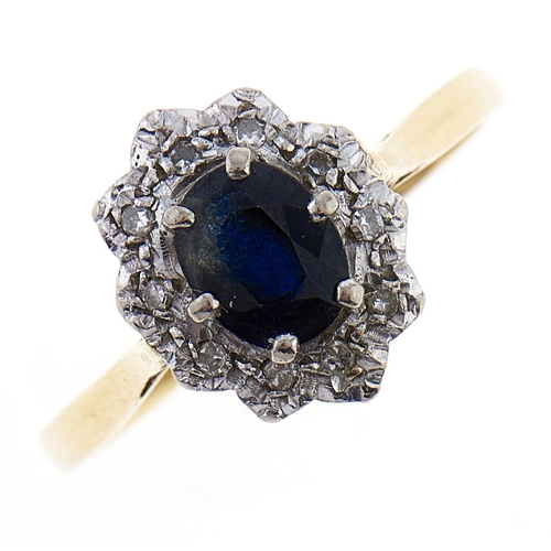 Appraisal: A sapphire and diamond cluster ring in ct gold g