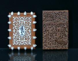 Appraisal: An Indian ivory and teak card case together with a