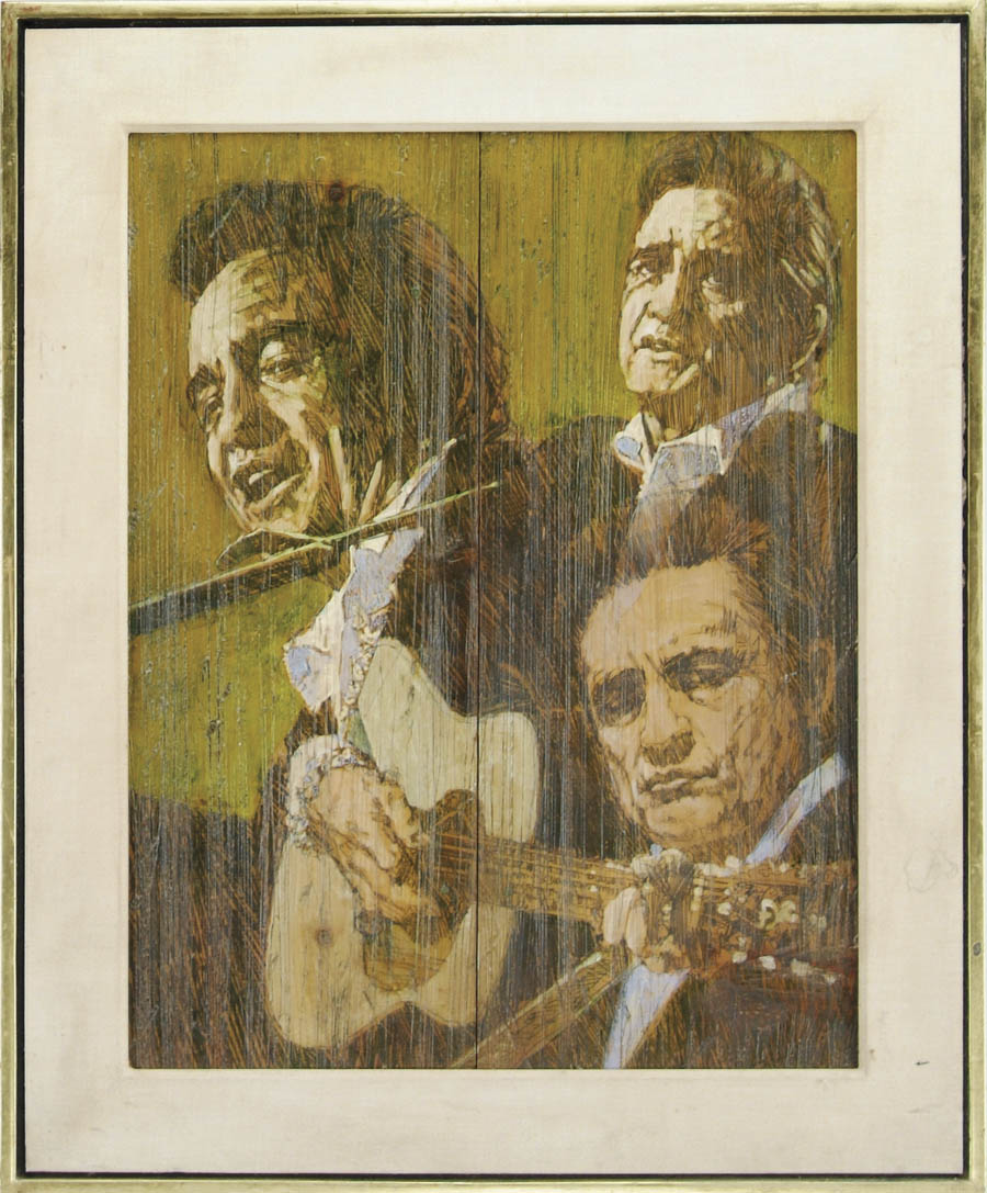 Appraisal: JIM SHARPE American - JOHNNY CASH Oil on board triple