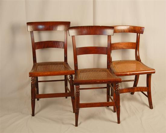 Appraisal: Four Federal Side Chairs of tiger maple having flat curved