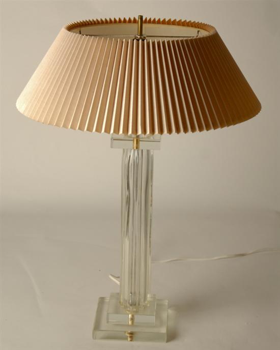 Appraisal: A Clear Glass Table Lamp fluted quad column standard with