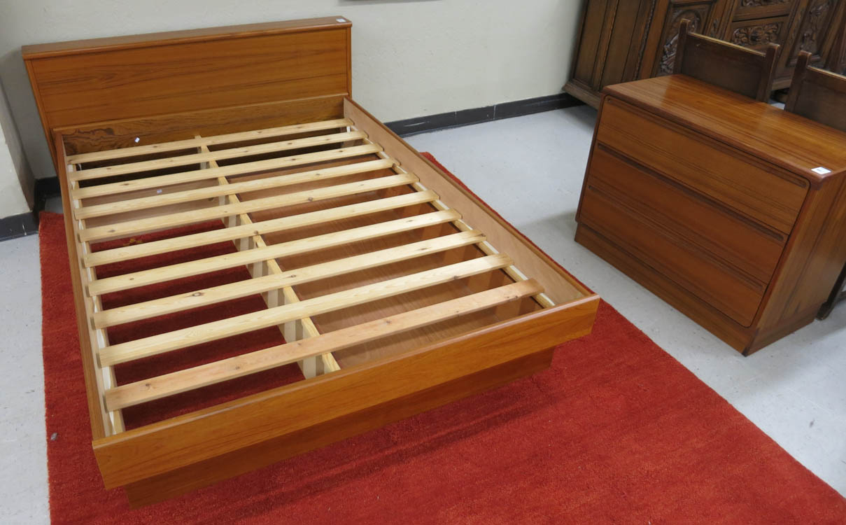 Appraisal: DANISH MODERN TEAK PLATFORM BED AND CHEST OF DRAWERS Torring