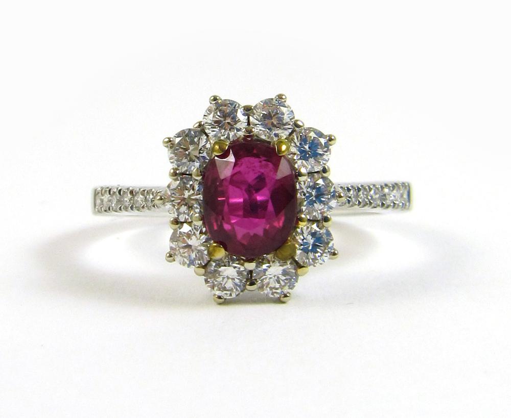 Appraisal: RUBY DIAMOND AND FOURTEEN KARAT GOLD RING with GIA Ruby