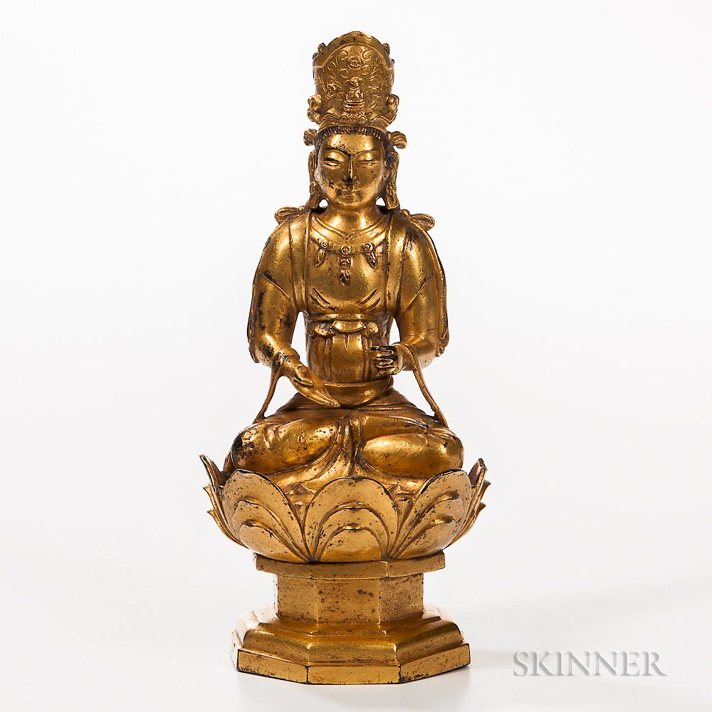 Appraisal: Gilt-bronze Statue of Bodhisattva Gilt-bronze Statue of Bodhisattva China Liao