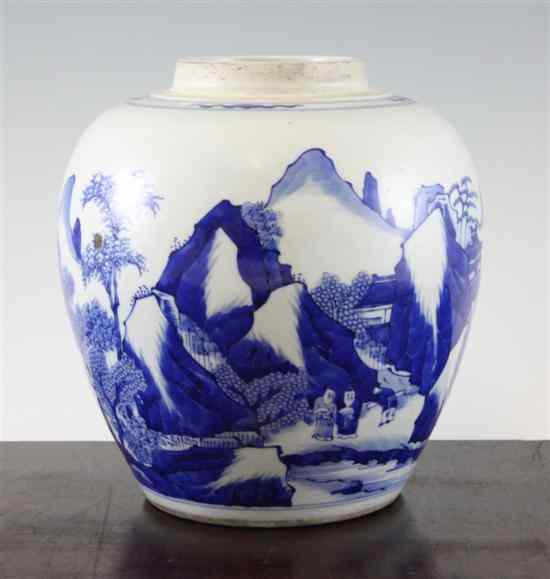 Appraisal: A Chinese blue and white ovoid vase in Kangxi style