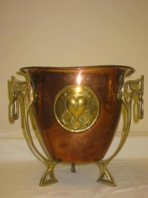 Appraisal: AN ART NOUVEAU COPPER JARDINIERE of circular tapering form with