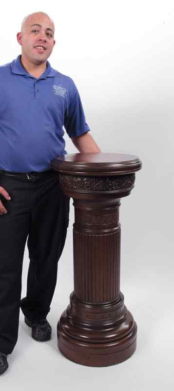 Appraisal: LARGE CARVED WOOD PEDESTAL Rotating top measures '' h x