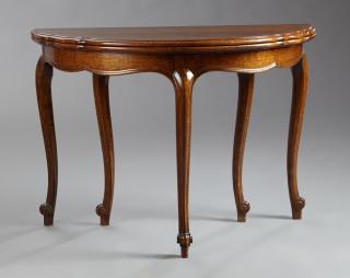 Appraisal: French Louis XV Style Carved Oak Demilune Breakfas French Louis