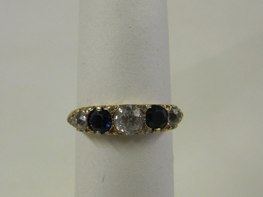 Appraisal: Victorian ct gold diamond and sapphire five stone ring