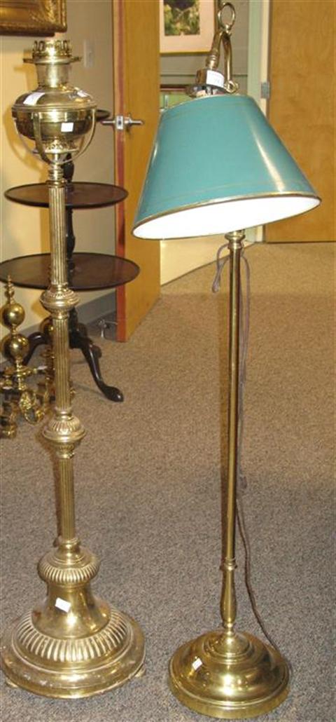 Appraisal: TWO MODERN BRASS FLOOR LAMPS - the largest h in