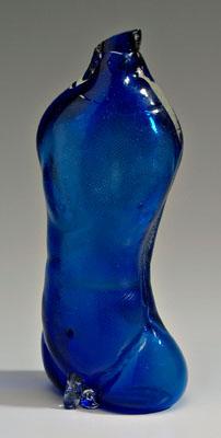 Appraisal: Juteau French art glass figure layered blue partial male torso