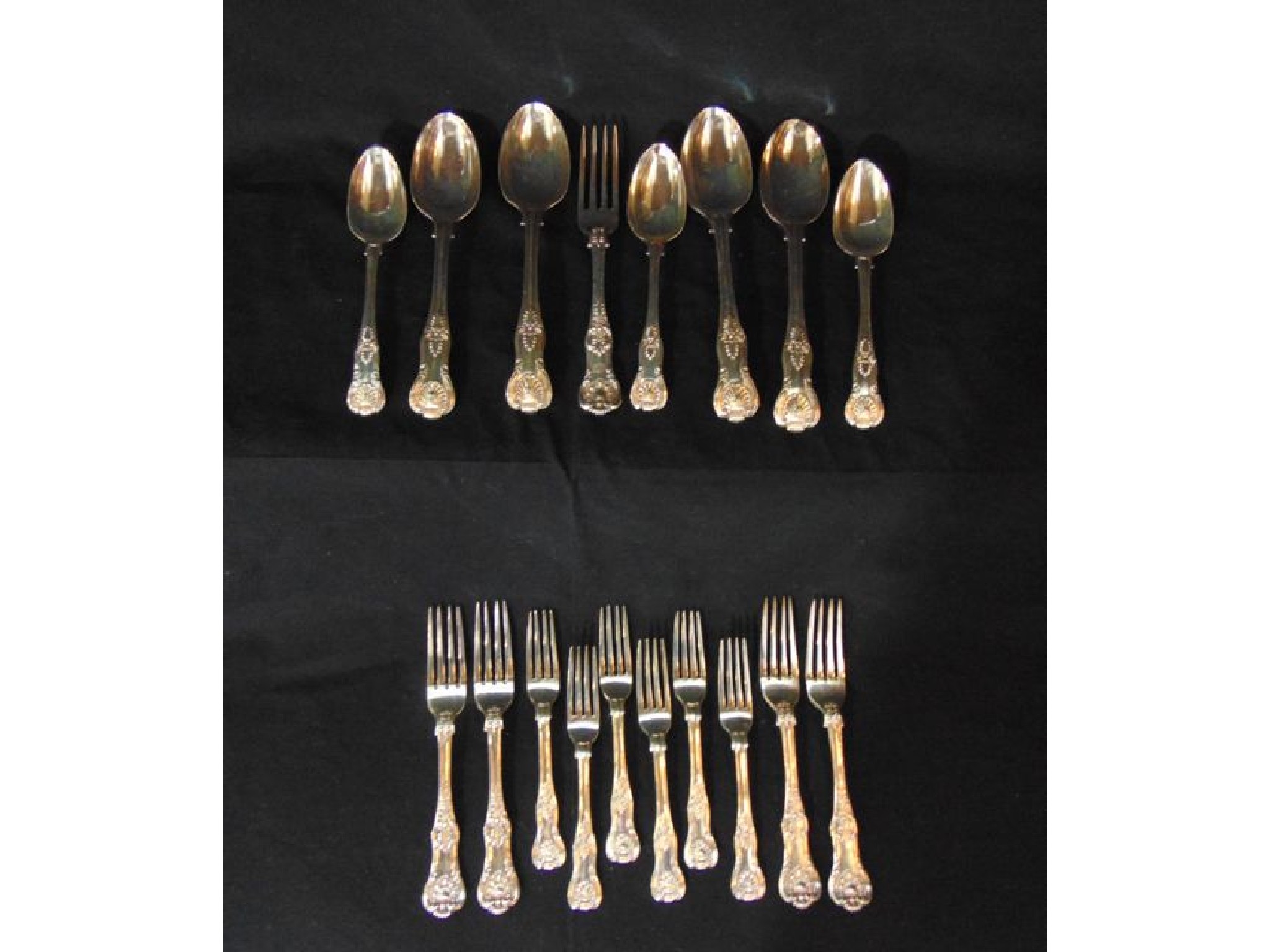 Appraisal: A set of five Victorian silver Queen's pattern table forks