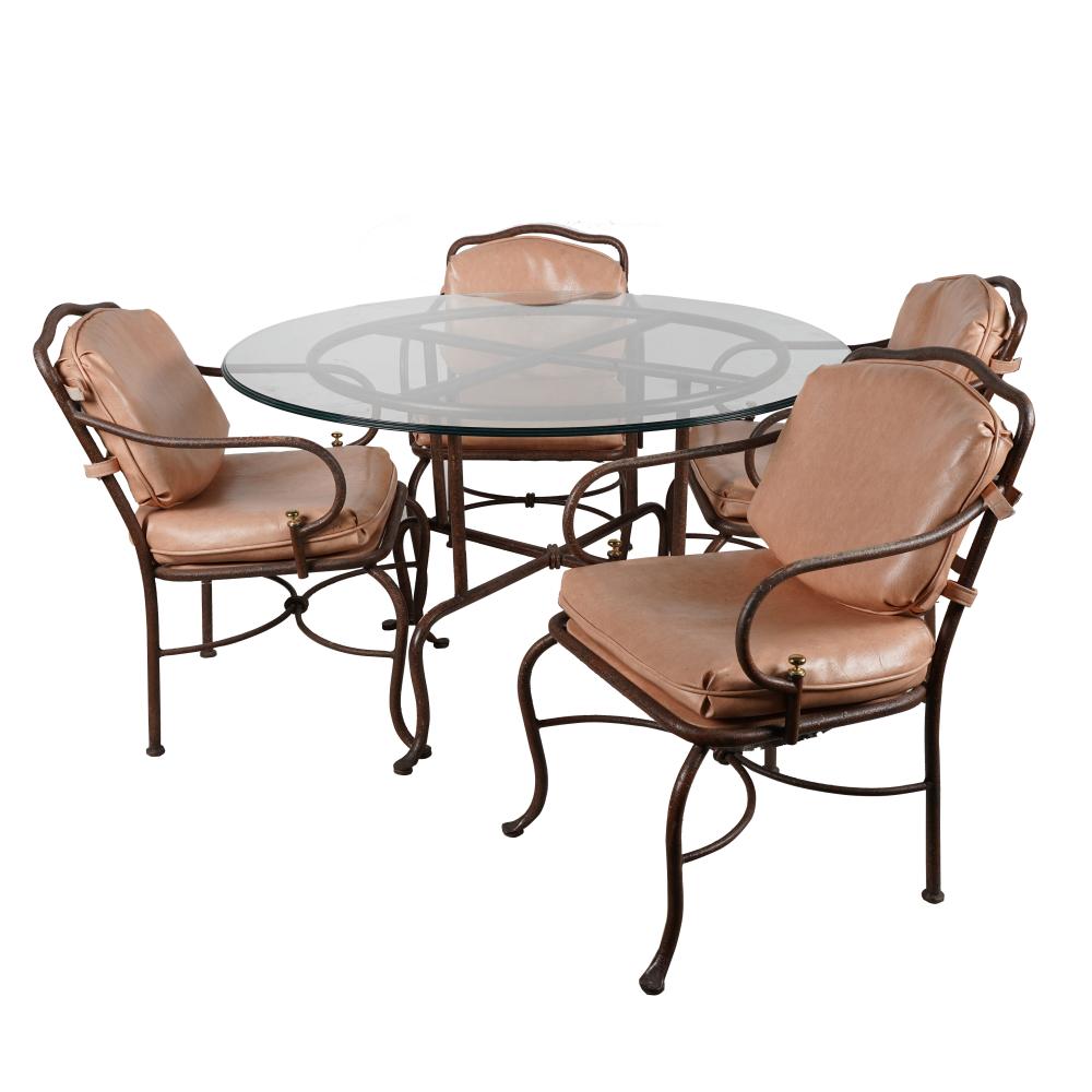 Appraisal: IRON PATIO DINING SETthe dining table with glass top inches