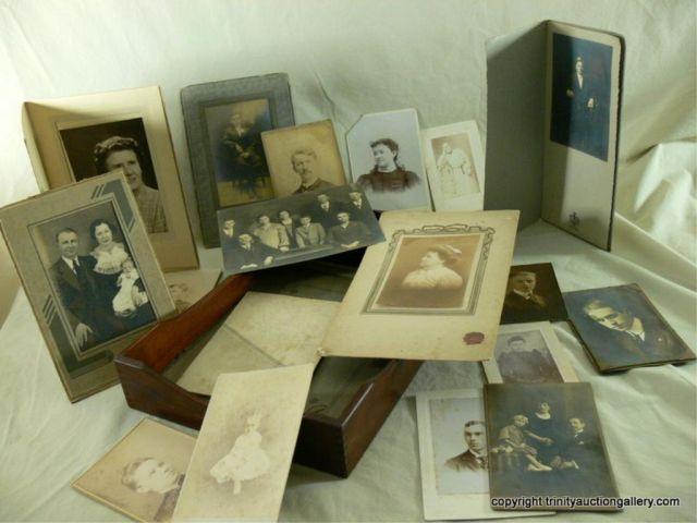 Appraisal: Antique Studio Cabinet Photographs - Collection of Includes the wood