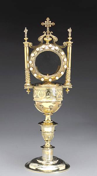 Appraisal: A Portuguese silver gilt and jeweled combination monstrance and chalice