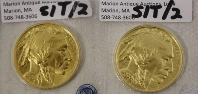 Appraisal: TWO INDIAN OZ EACH GOLD COINS UNCIRCULATED