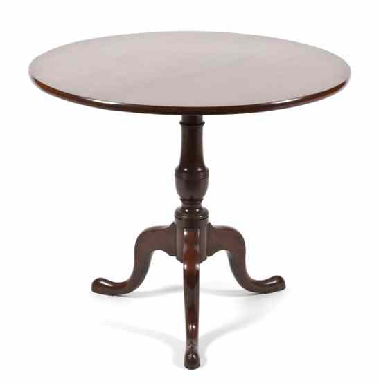 Appraisal: A Queen Anne Style Mahogany Tilt-Top Tea Table having a