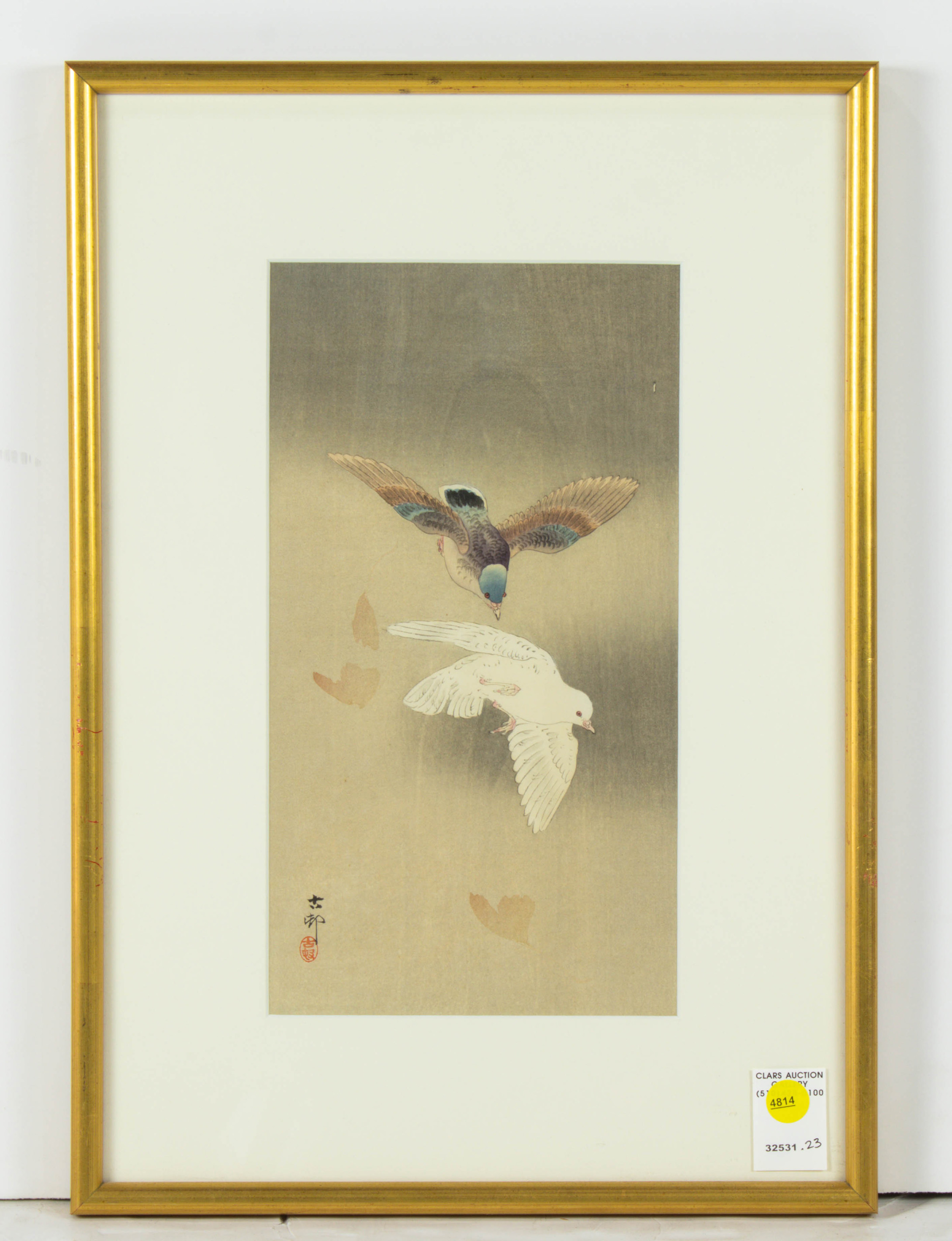 Appraisal: OHARA KOSON - TWO PIGEONS Ohara Koson - Two Pigeons