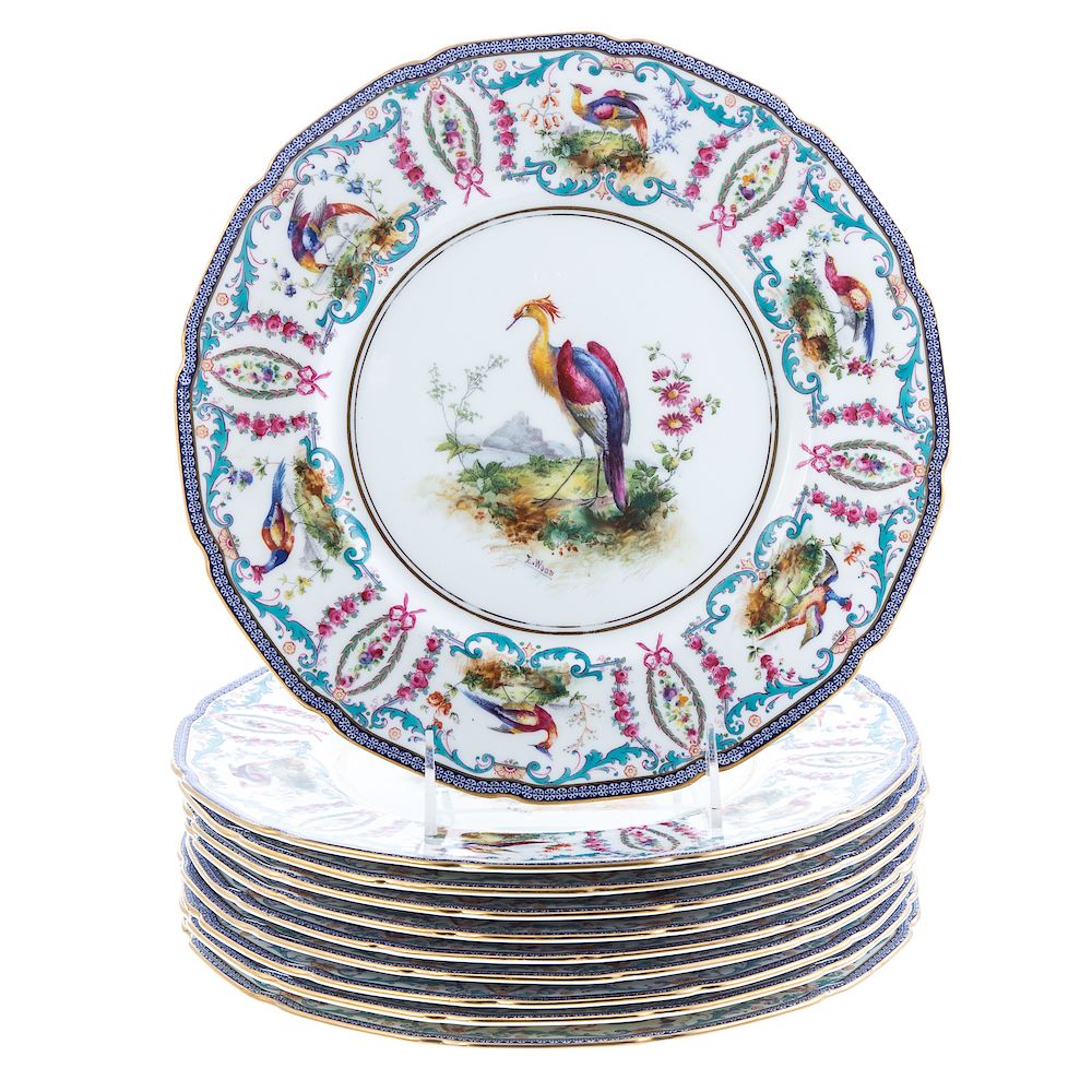 Appraisal: Royal Doulton China Plates dated central bird of paradise in