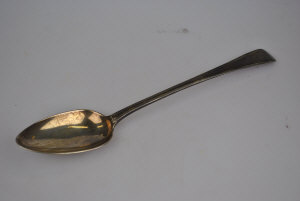 Appraisal: George III silver OEP and thread basting spoon Eley Fearn