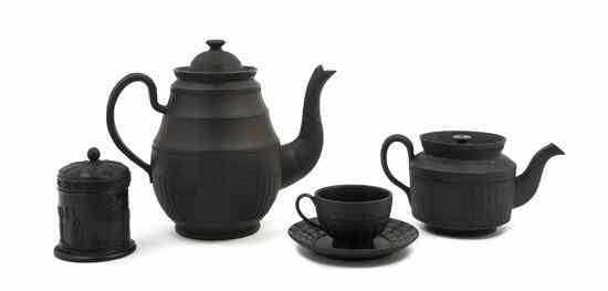 Appraisal: A Collection of Wedgwood Basalt Articles comprising a teapot a