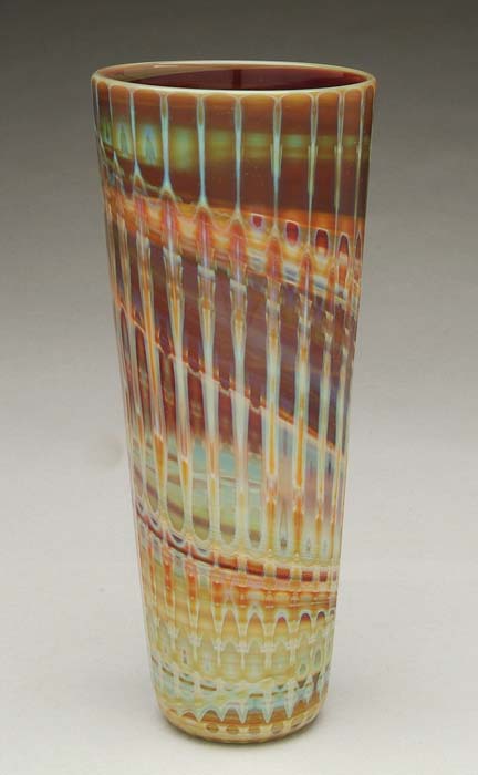 Appraisal: ED REED AGATE VASE Outstanding contemporary art glass vase has