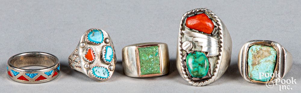 Appraisal: Eleven Native American Indian rings Eleven Native American Indian rings