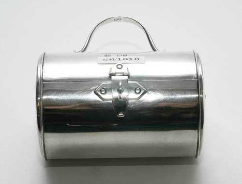 Appraisal: BOX WITH FLASK London Maker's mark Heath Middleton Cylinder-shaped smooth-sided