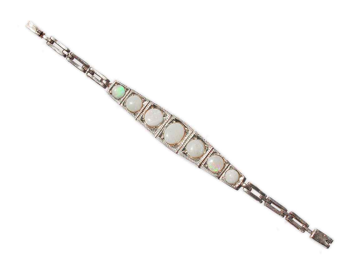 Appraisal: CTW OPAL BRACELET In original presentation box Sterling silver bracelet