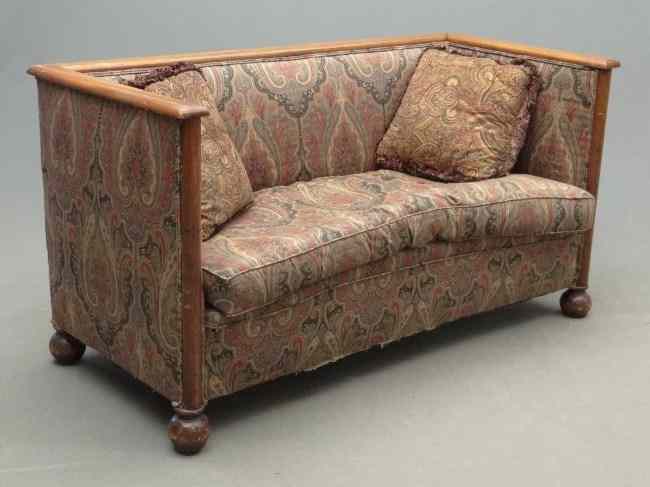 Appraisal: C 's upholstered box type settee '' W