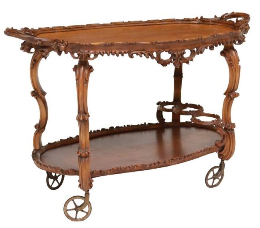 Appraisal: Italian Rococo style mahogany service cart th c the nicely