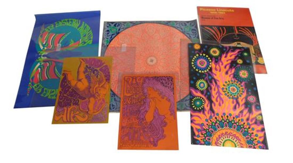 Appraisal: Six Abstract and Psychedelic posters th C including original Psychedelic