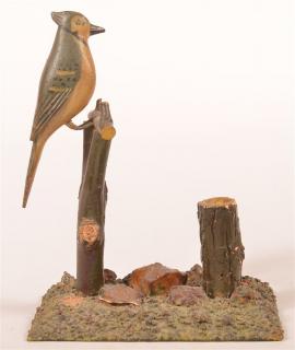 Appraisal: Carved and Painted Folk Art Blue Jay on Stump Mounted