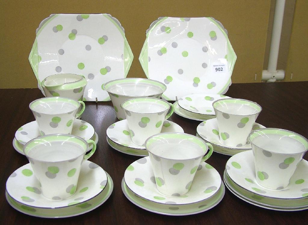 Appraisal: Shelley Regent 'Polka Dot' part tea service pattern W comprising