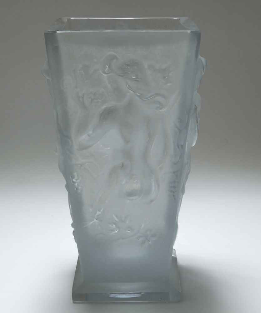 Appraisal: R Lalique Four Seasons Frosted Art Glass Vase R Lalique