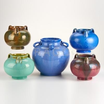 Appraisal: FULPER Five urns Flemington NJ ca - Glazed earthenware Most