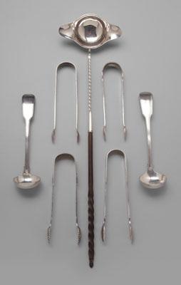 Appraisal: French and English silver flatware French silver punch ladle four