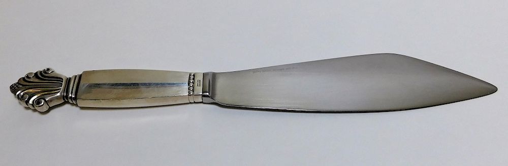 Appraisal: Georg Jensen Sterling Silver Acorn Cake Knife Denmark th Century