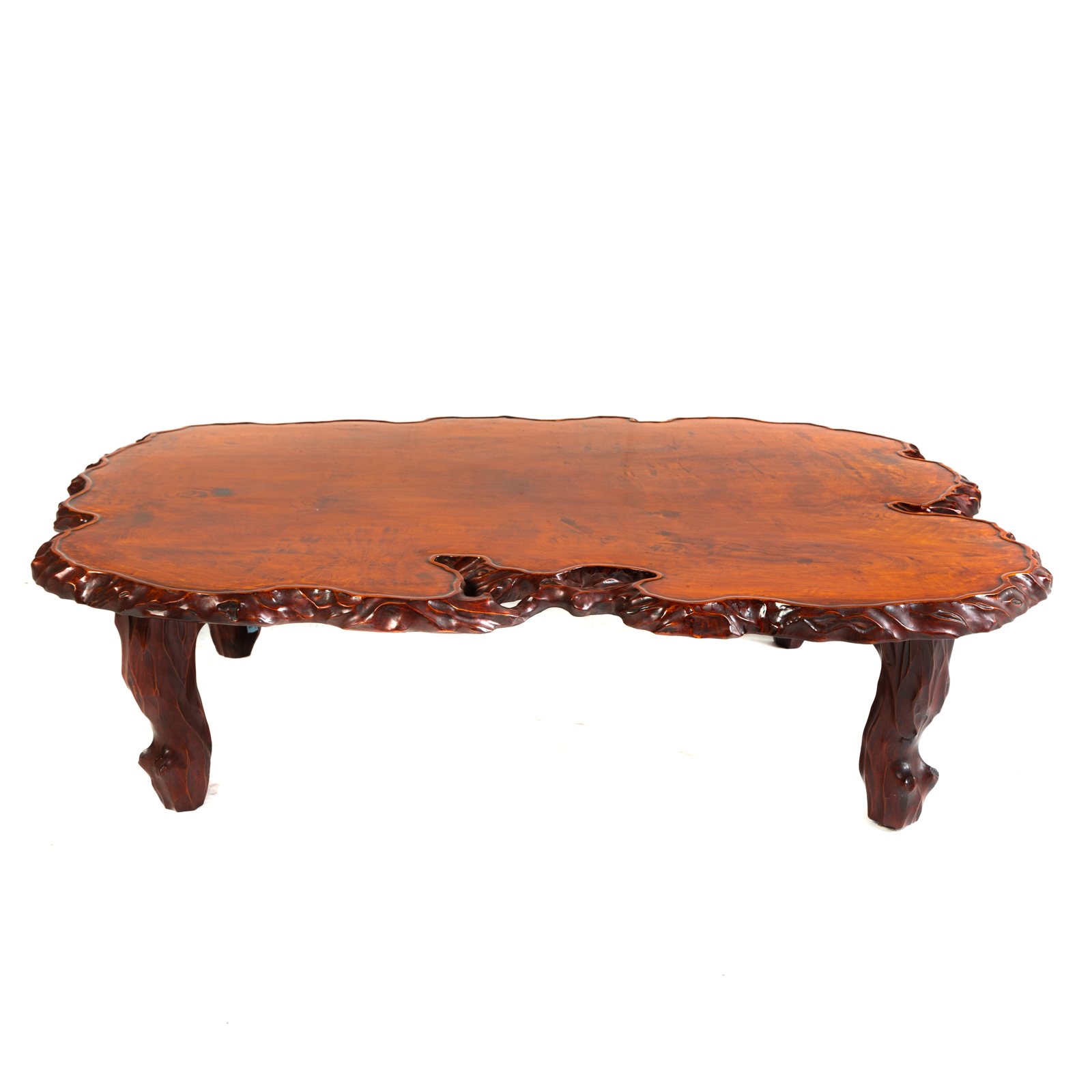 Appraisal: LIVE EDGE COFFEE TABLE Circa s carved tree form coffee