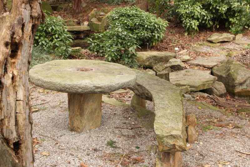 Appraisal: Native North Carolina Stone Table and Benchround stone pedestal base