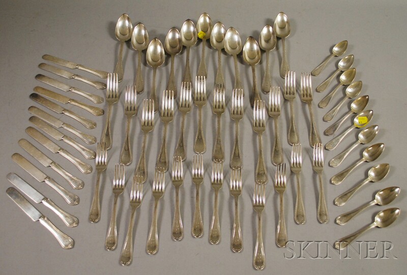 Appraisal: Ball Black Co Beaded-edge Silver Partial Flatware Service for Twelve